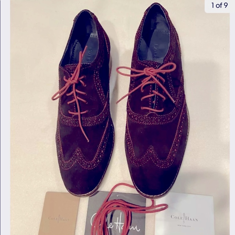 Cole Hahn Men’s Dark Brown Suede Wing Tip Shoes